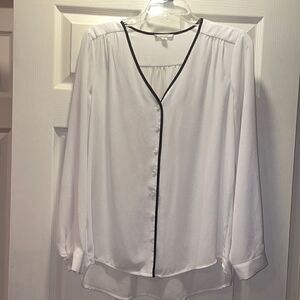 ✨Pleione White with black trim blouse